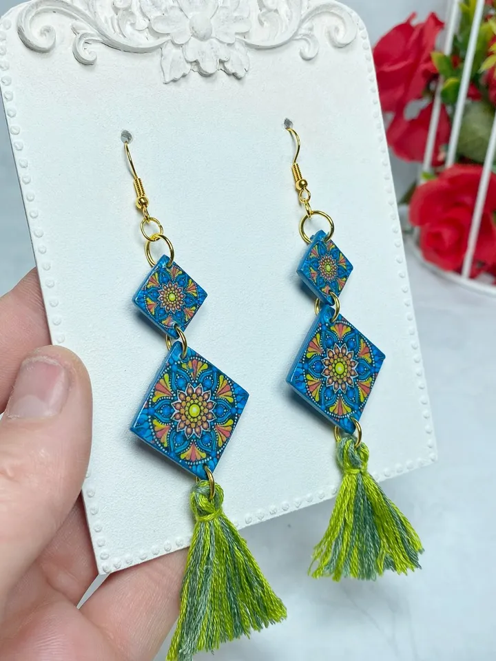 Handmade fringe earrings.