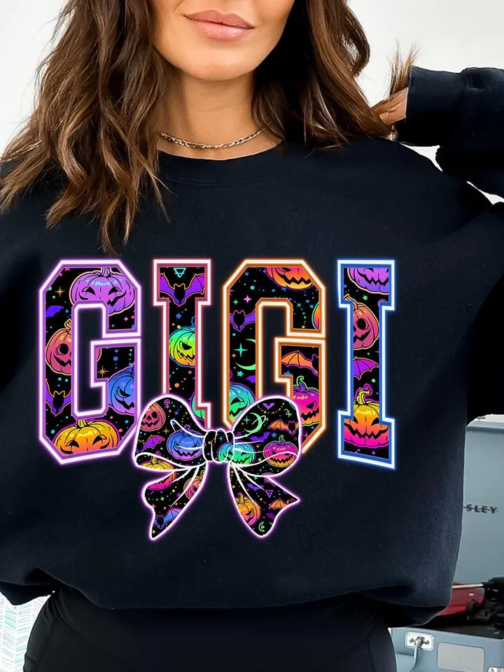 Gigi Png, Coquette Halloween Neon Png, Spooky Gigi Png, Floral Ghost Png, Spooky Season Png, Halloween Mama Png, Girly Coquette Bow Png