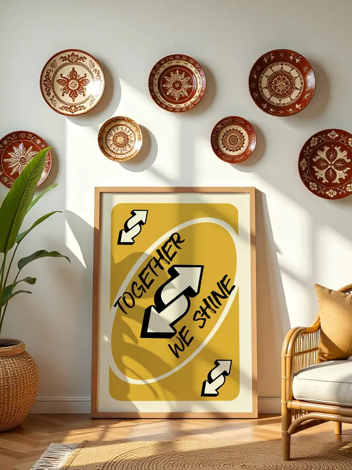 Together We Shine play Reverse Card Wall Art Funny Meme Poster Digital Download Yellow Black Typography Pop Culture Print Game Room Meme Art