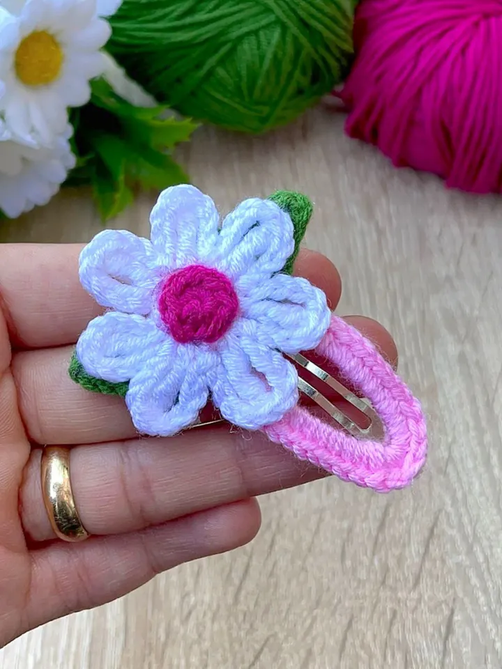 Floral Crochet Hair Snap Clips for Girls - Baby Hair Barrettes Pattern