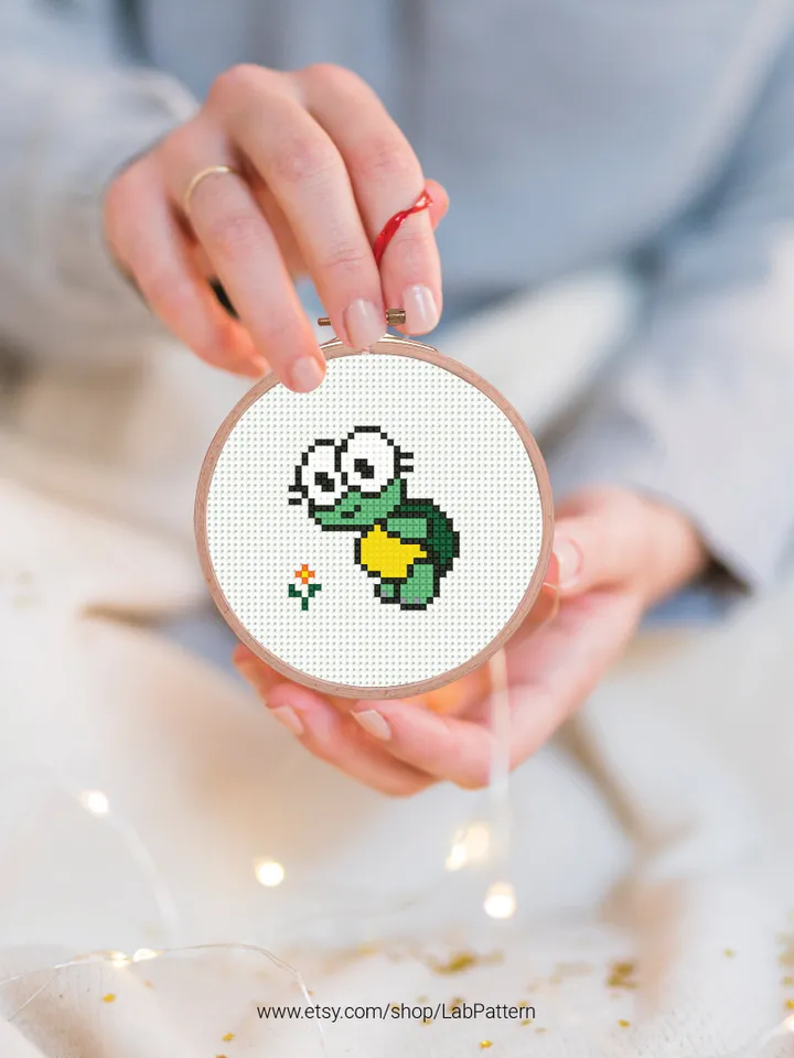 Mini cute turtle Cross stitch patterns, contemporary sea turtle, animals, beginner counted, modern chart, gift DIY, embroidery, instant PDF