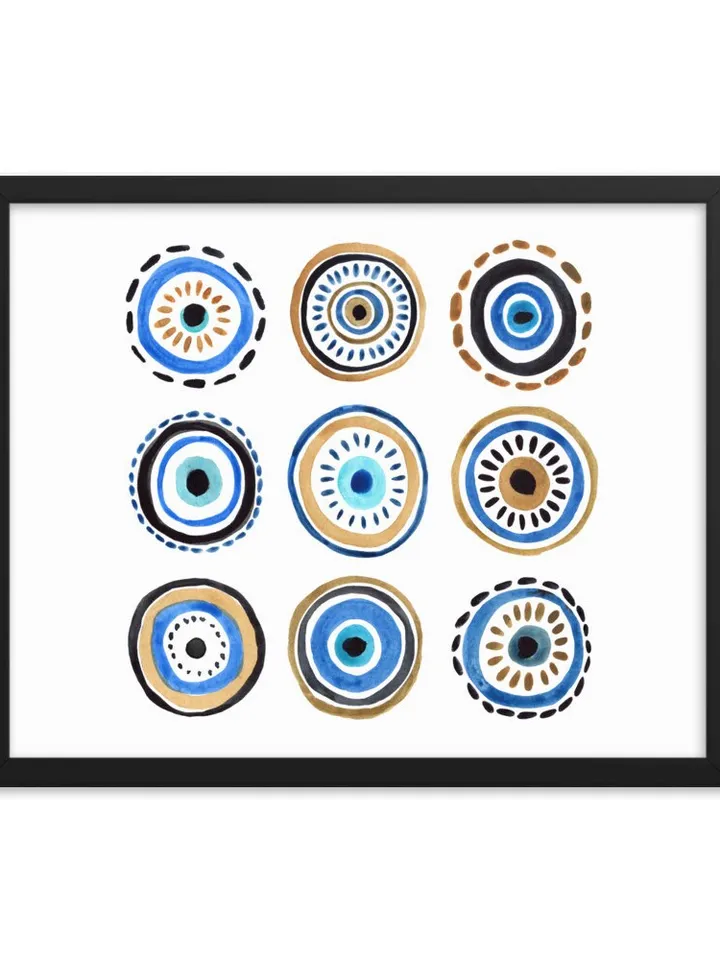 Evil Eye Print, Blue Evil Eye Nazar Poster, Evil Eye Wall Decor, Abstract Eye Drawing, Boho Eye Art Print, Turkish Evil Eye Art Poster,