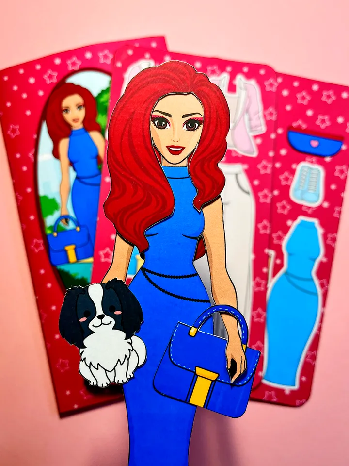 Paper doll with clothes set
