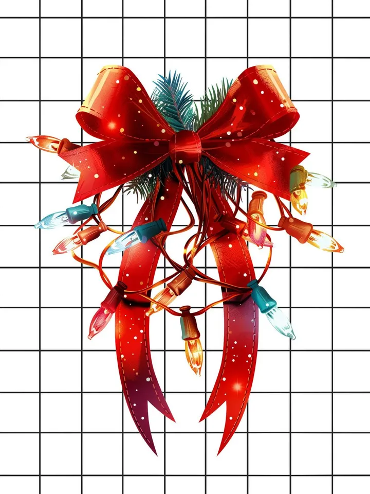 Christmas Light Coquette Bow PNG tshirt design, Christmas Season sublimation, New year PNG, Retro Merry Christmas Png, Coquette Bow