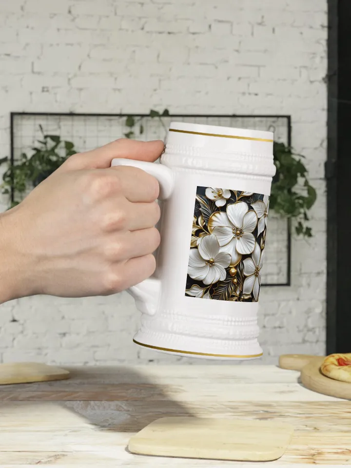 Floral Beer Stein Mug | Elegant Drinkware | Perfect Gift for Beer Lovers | Home Bar Decor | Wedding Toasting | Celebrate Any Occasion