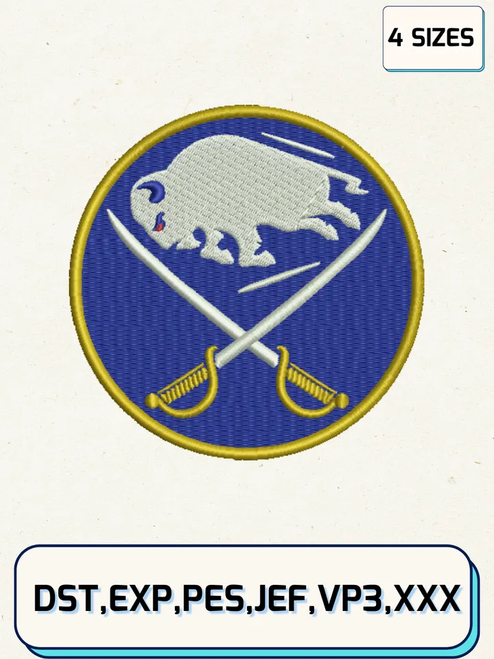 Buffalo Sabres Embroidery Design Files, NHL Logos Embroidery Designs, Machine Embroidery Files, 4 Sizes