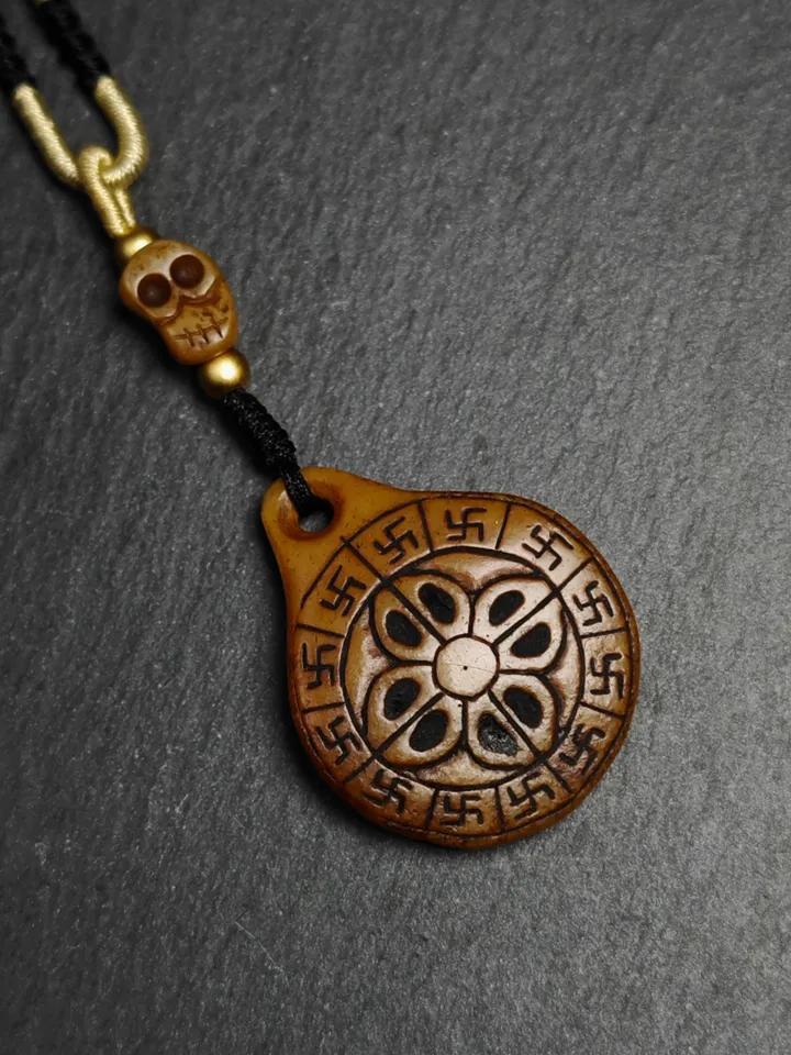 Authentic Mandala Kapala Pendant,Gandhanra Old Tibetan Buddhism Amulet,40mm × 32mm