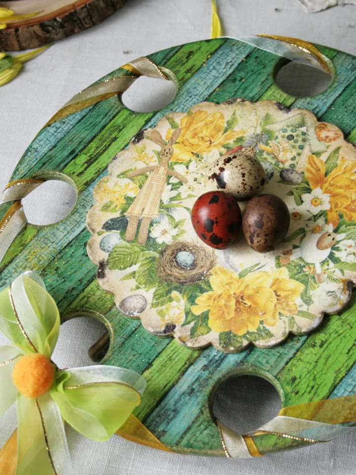 Decorations Happy Easter Handmade Wooden Display Stand Egg Tray
