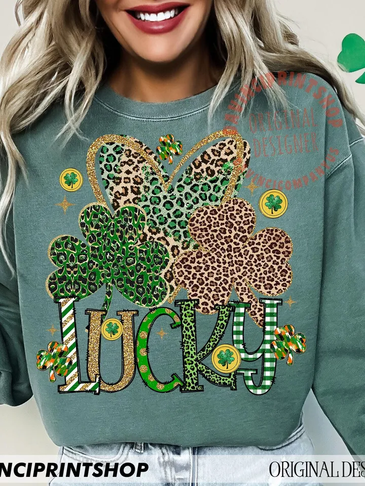 St Patrick Lucky Leopard Heart Png, Lucky Saint Patrick Png, Irish Day Png, St Patrick day png, Lucky Shamrock png, Patrick Gift Shirt png
