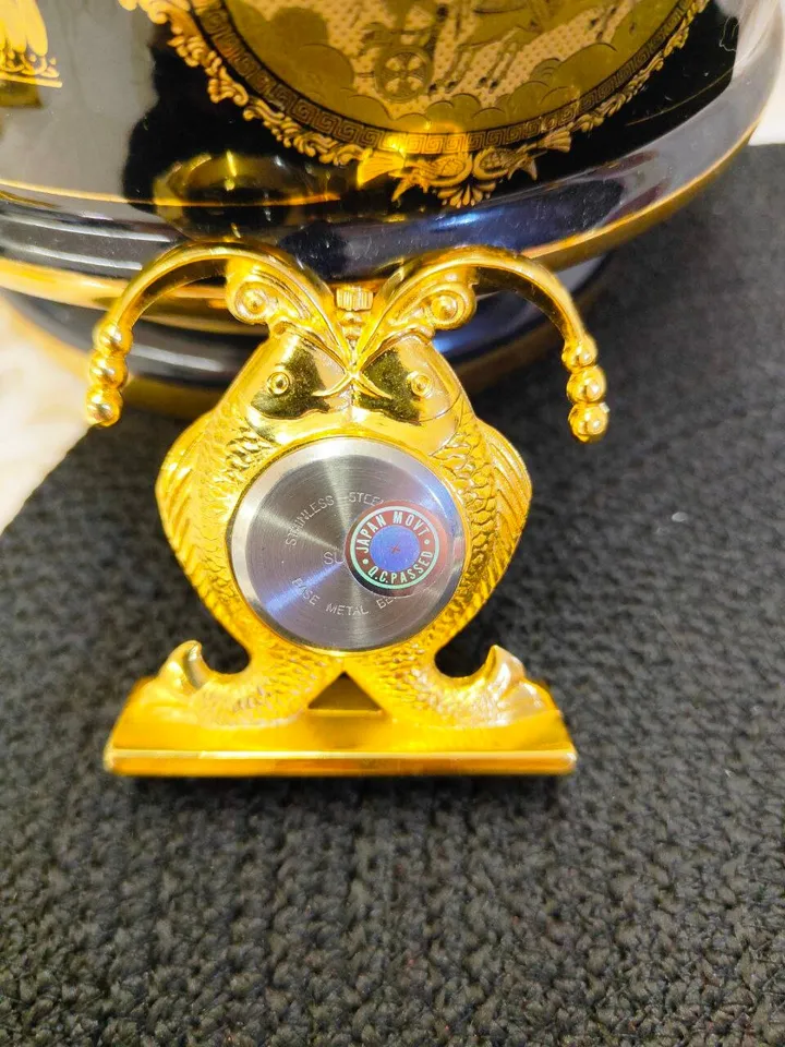 Miniature boudoir clocks,Vintage Fish clock,quartz watch,art deco style,brass watches,watches for collection