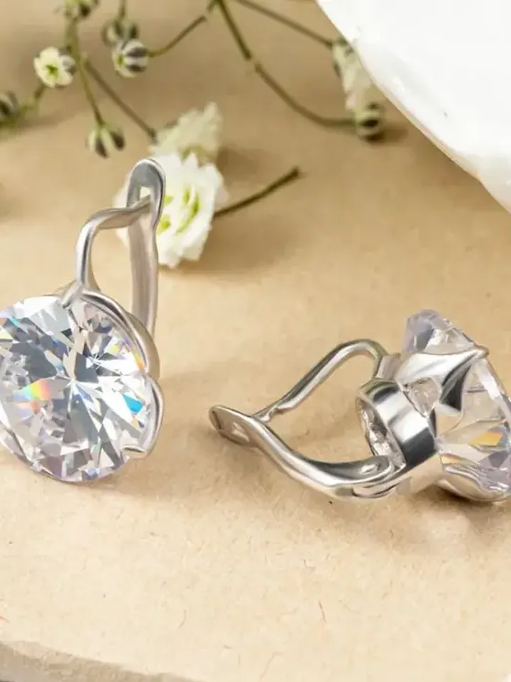 Earrings jewelry Silver rhodium plated 925 assay value