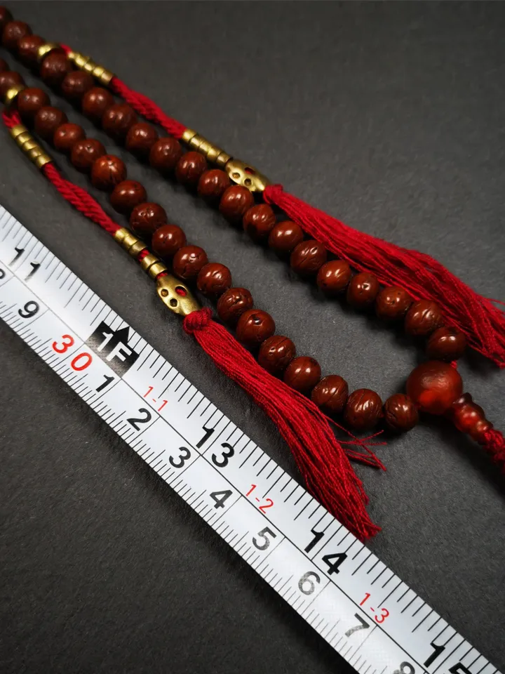 Gandhanra Old 108 Indian Jujube Beads Mala,Prayer Beads Necklace for Meditation,Diameter 0.28", Circumference 28"