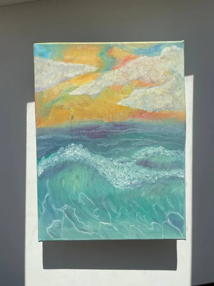 Oil painting of the sea