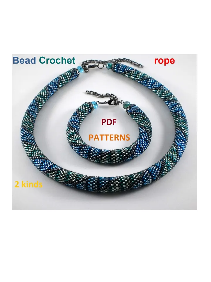 Bead crochet rope pattern for beading «Engagement» necklace and bracelet, DIY, bead crocheting, Instant Download, PDF pattern