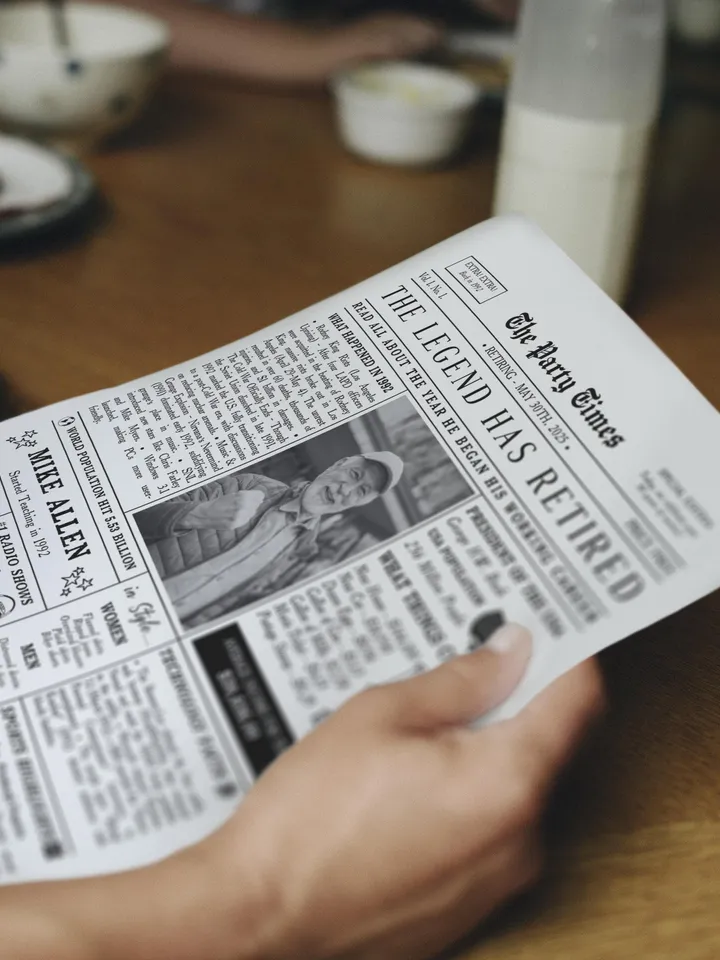 Retirement Newspaper Poster for Women, Unique Retirement Gift Printable, Retirement Decor Sign, Personalized Digital Download
