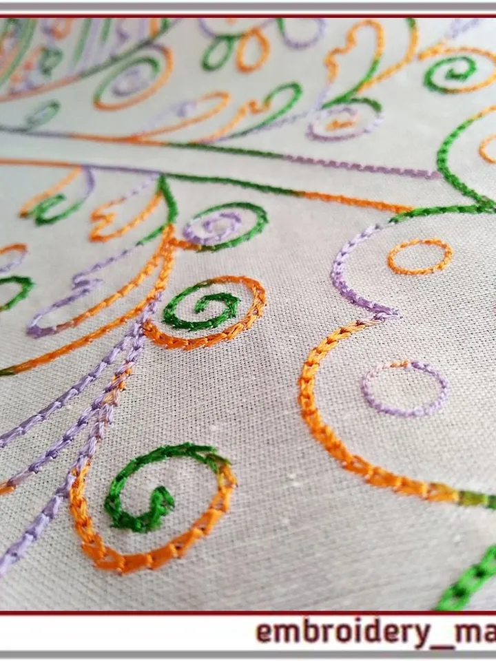 Machine embroidery design Single color chain stitch folk style by Embroidery Manavi 05