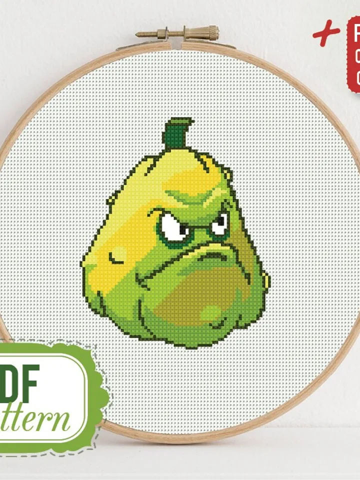 Cross stitch pattern Squash Cross stitch pattern Plants vs Zombies PDF Format Instant Download Home decor Modern