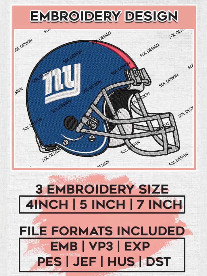 New York Giants Helmet Embroidery Designs, NFL Giants, NFL Logo Embroidery Files, NFL New York Giants Machine Embroidery Design, Digital Download