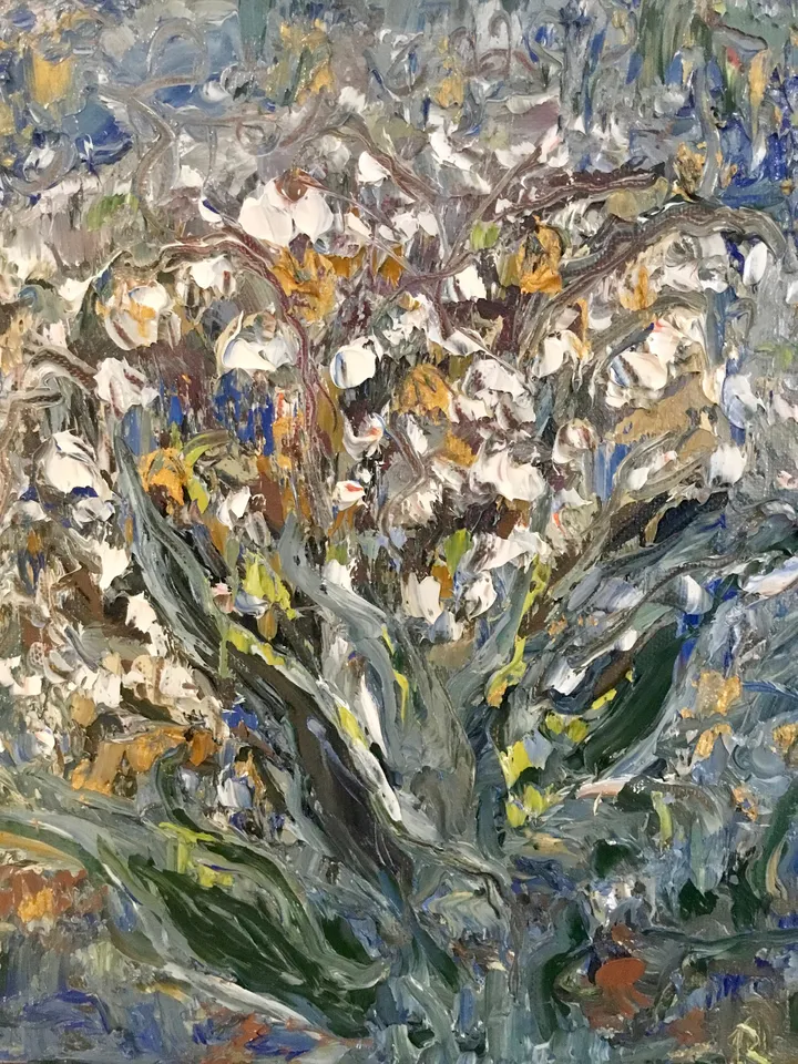 Abstract lillies of the valley,original oil impasto style painting on canvas,abstract flowers painting,unique gift,home decoration.