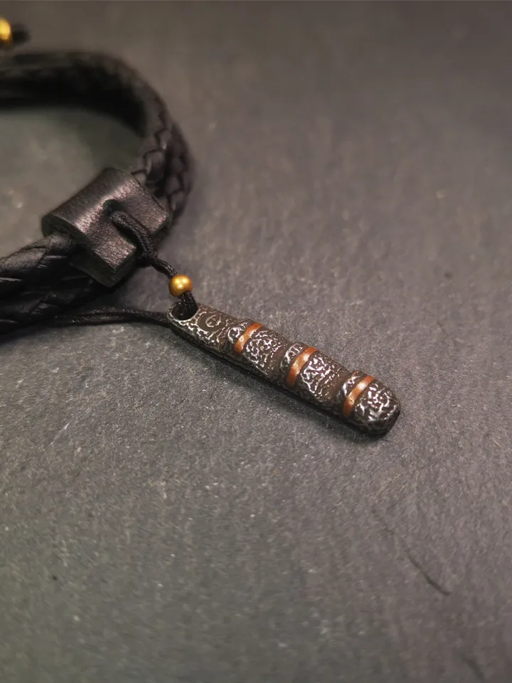 Gandhanra Handmade Tibetan Amulet Pendant,Tibetan Ladder of Heaven, Made of Cold Iron,1.26"