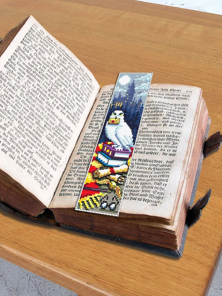Fantasy bookmark cross stitch pattern download PDF Magic handmade bookmark digital PDF Fairy barn owl cross stitch chart Wizard world #B79