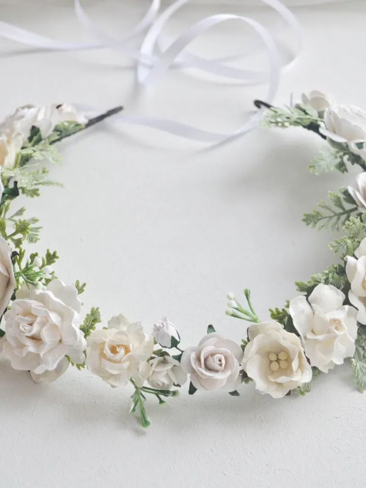 Wedding flower crown, White flower crown, Flower crown for bride, Flower crown, Bridal hair, Bridesmaids