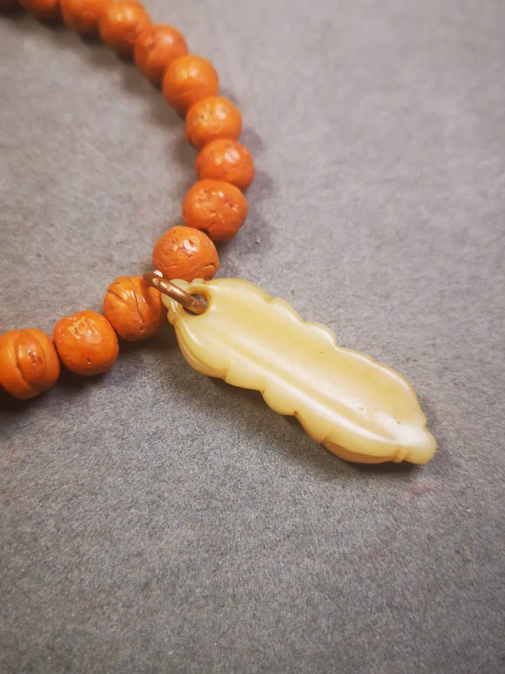 Gandhanra Hand Carved  Tibetan Yak Bone Amulet,Vajra Pendant for Mala,Prayer Beads