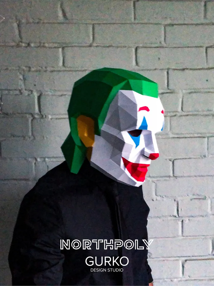 Clown Mask Papercraft, Digital Template, PDF Download, Gurko, 3D Low Poly Animal Mask, DIY Origami, Pepakura, Paper Mask, DIY Costume