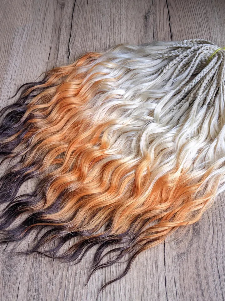 BRUSHABLE Curls Temporary Braids Waves extensions Blonde fox set yellow blonde orange brown braids Festival Boho hairstyle