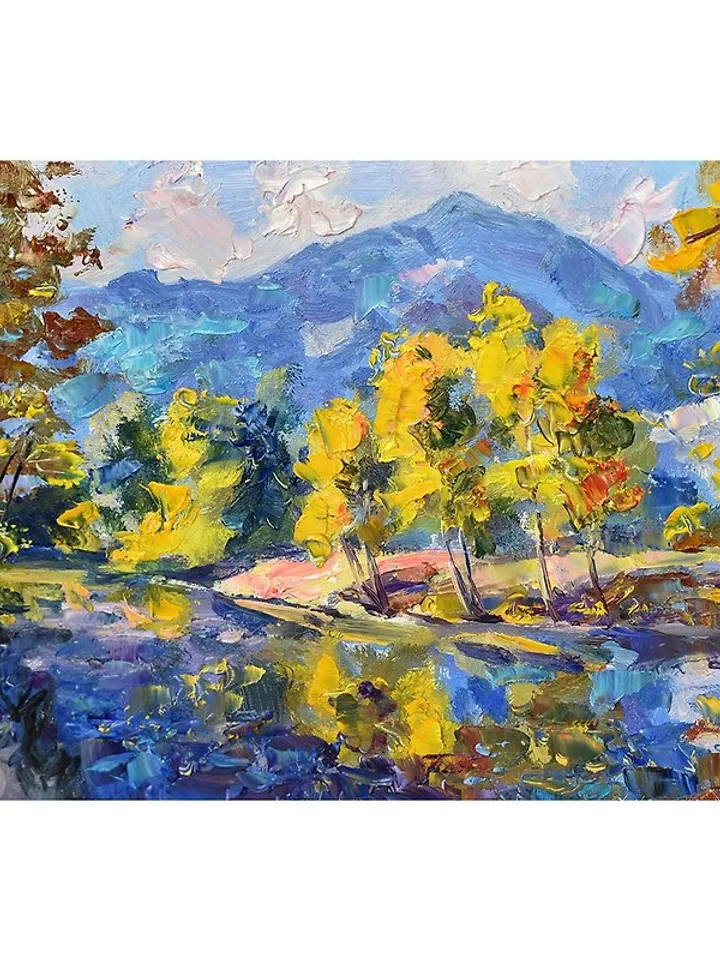 California Painting Mountains Landscape America Yosemite National Park Autumn