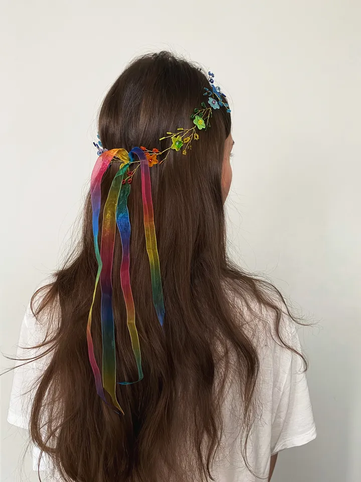 Rainbow headpiece, Rainbow wreath, Rainbow accessories, Pride jewelry, Pride accessories, LGBTQ accessories, Lgbt headband, multicolored wreath