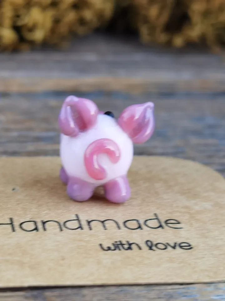 Pig figurine Pig miniature Tiny pig glass pig Tiny figurine Miniature animal