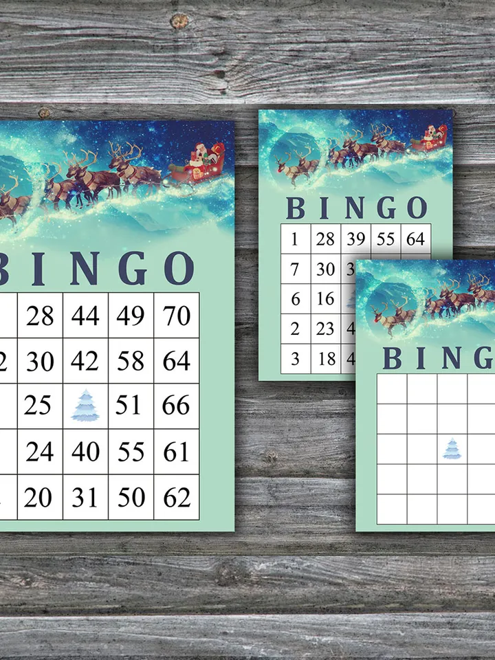 Christmas bingo game card,Santa carriage bingo game card,Christmas Bingo Printable,Holiday Bingo ,INSTANT DOWNLOAD-96
