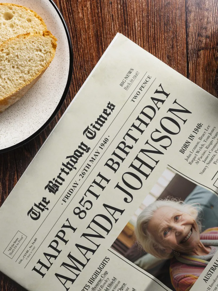 85th Birthday Australia Newspaper poster gift, 1940 Personalized Printable 1940 Australian facts, 85th Birthday Decoration Back in 1940