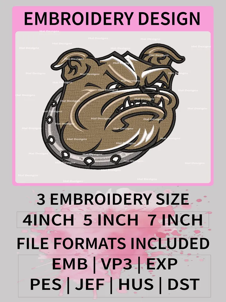 NCAA Bryant Bulldogs Embroidery File, 3 Sizes, 6 Formats, NCAA Machine Embroidery Design, NCAA Logo, NCAA Teams