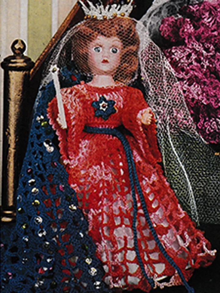 Vintage Crochet Pattern Dress for Doll Queen Esther Doll Pattern Digital Download PDF