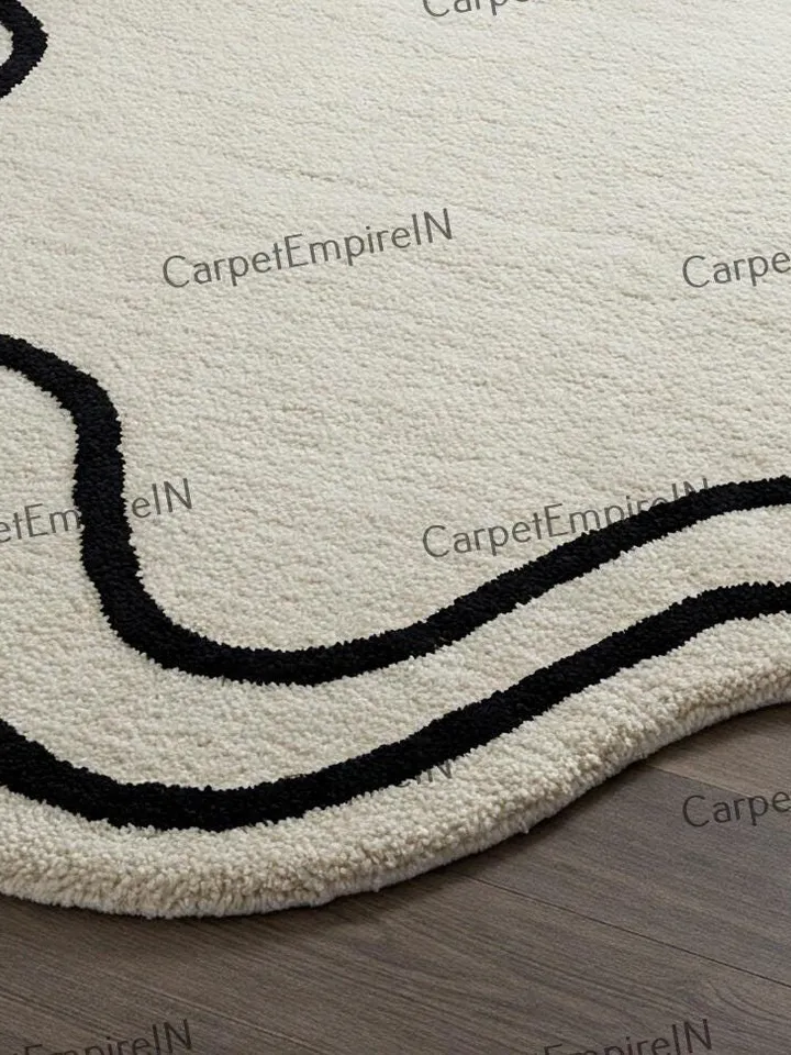 8x10 Irregular Shaped Rug | Hand-Tufted 100% Wool Handmade Layerd Area Rug | Carpet for Home, Bedroom, Living Room, Kids Room, Custom rug.