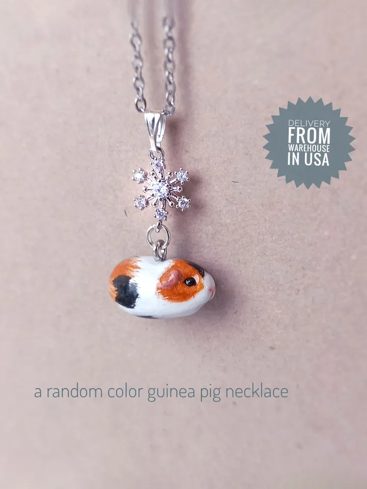 a Handmade guinea pig necklace rundom color (US discount)