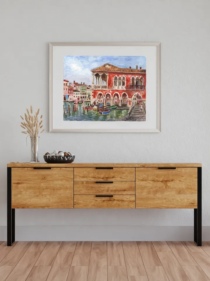 Venice Wall Art Handmade Print Venetian Landscape Travel Painting Venice Canal Italy Art Italian Art Work Watercolor Landscape Travel Art