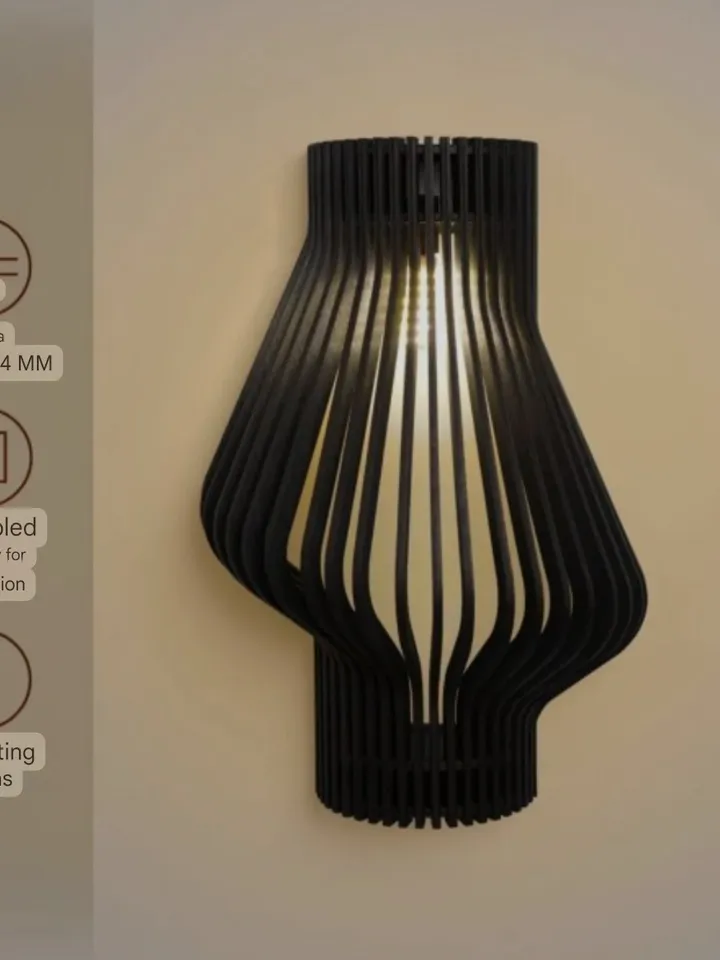 Wooden LED wall lamp Black made of natural, environmentally friendly wood — birch