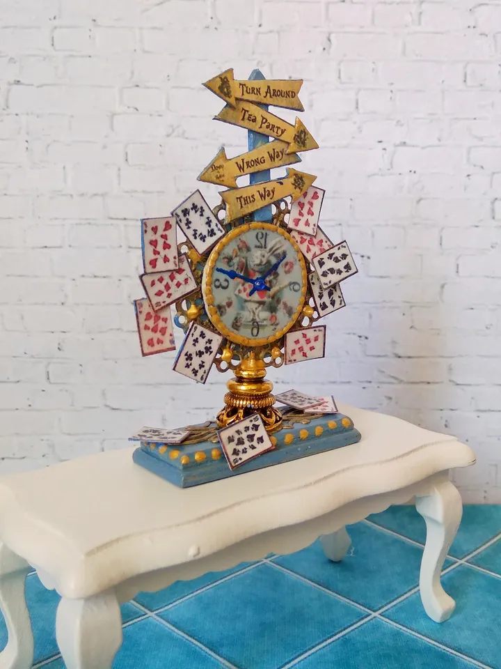 Doll clock in the style of Alice. Imitation.1:12 scale.