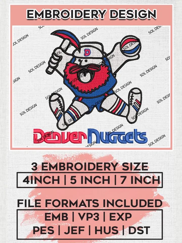 NBA Denver Nuggets Mascot Embroidery Designs, Denver Nuggets Embroidery Design Files, NBA Logo Machine Embroidery, NBA Embroidery Design, Digital Download