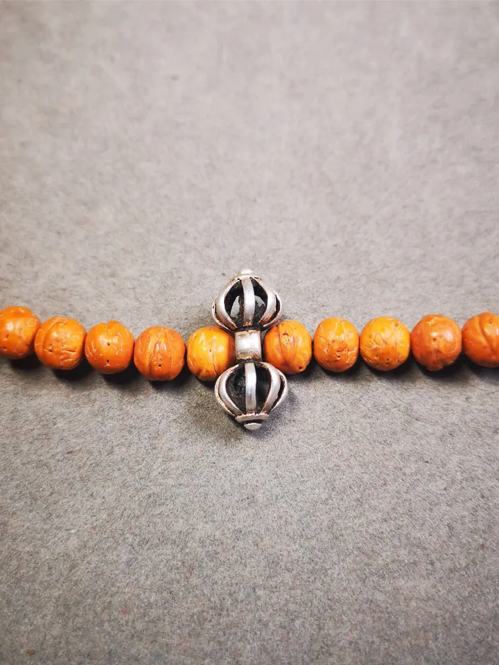 Gandhanra Handmade Sterling silver Tibetan Vajra Amulet Pendant for Mala,Prayer Beads,Jewelry Accessories,0.95"