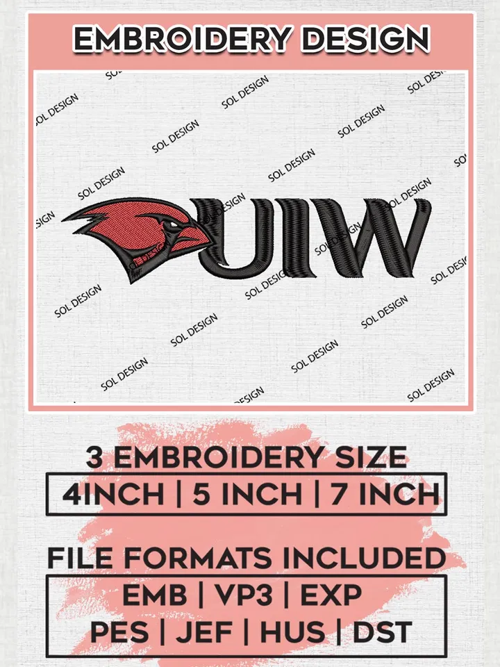 NCAA UIW Cardinals Team Logo Machine Embroidery Design, NCAA Incarnate Word Cardinals Team Design Design files, NCAA Team Embroidery Designs, NCAA Machine Embroidery Designs, Digital Download