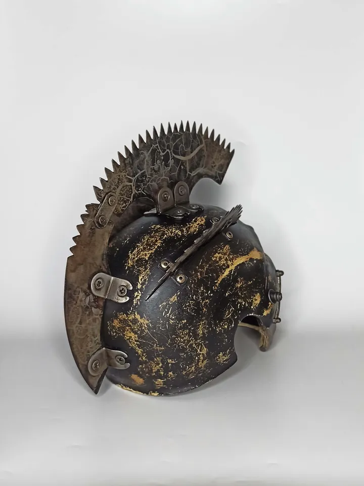 Skull helmet with metal mohawk