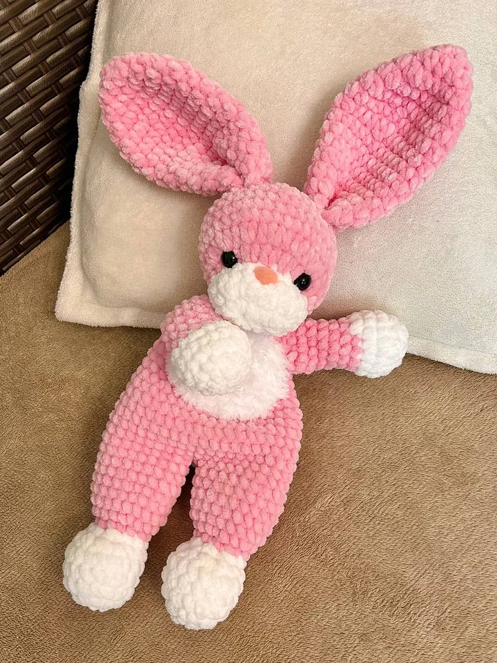 Crochet bunny snuggler Handmade toy for kids Cuddle toy