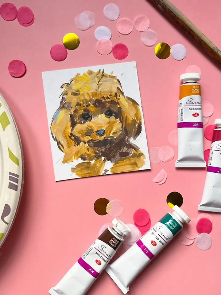 Poodle dog Painting Original Art Small Painting Animal Art