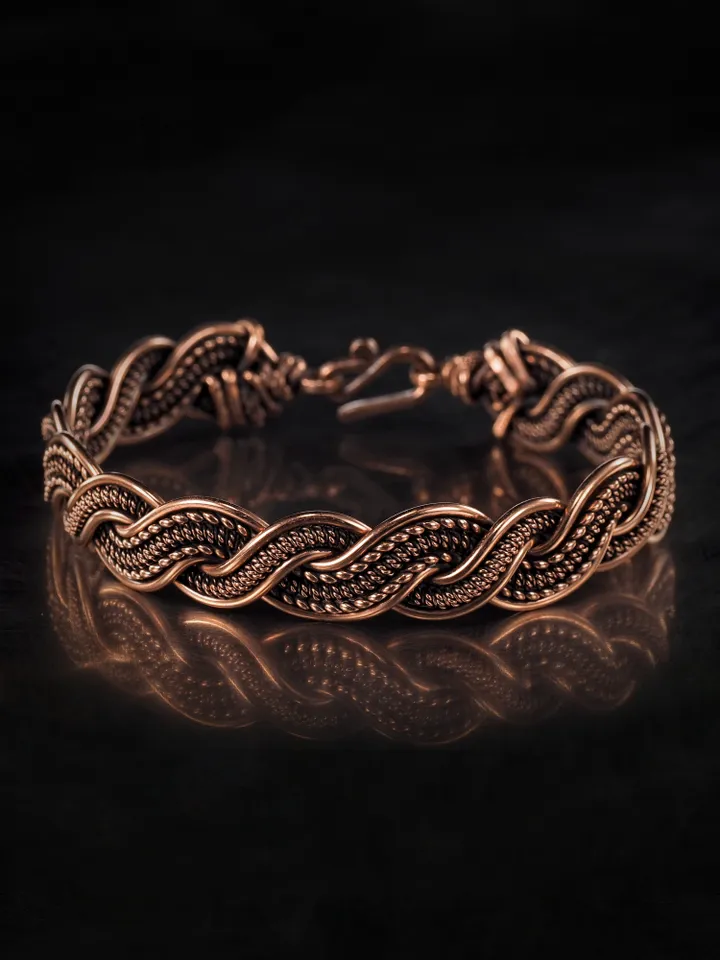 Woven copper wire bracelet Antique style handcrafted copper jewelry Unique gift