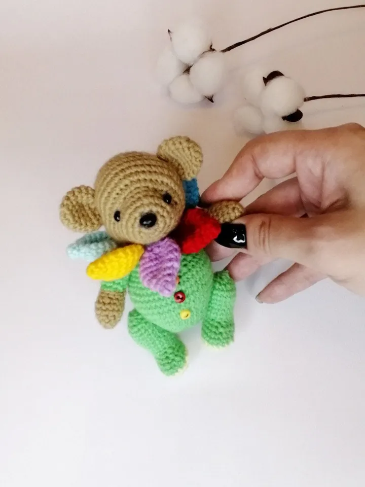 PDF Crochet Pattern Teddy Flower Bear, Small Toy Pattern, Amigurumi, Animal Pattern, Amigurumi bear pattern, cute Teddy bear pattern