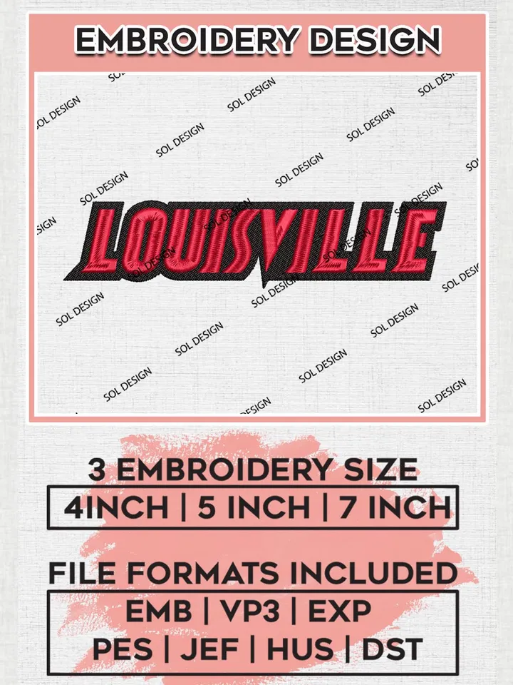 NCAA Louisville Wordmark Logo Machine Embroidery Design, NCAA Louisville Cardinals Embroidery Design Design files, NCAA Embroidery Designs, NCAA Machine Embroidery Designs, Digital Download